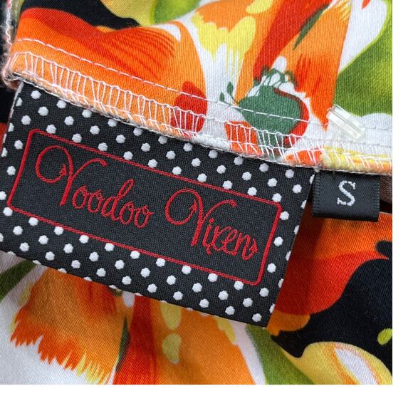 Voodoo Vixen Hibiscus Tropical Floral Print 50s Vintage Inspired Dress Sz Small - Picture 4 of 6